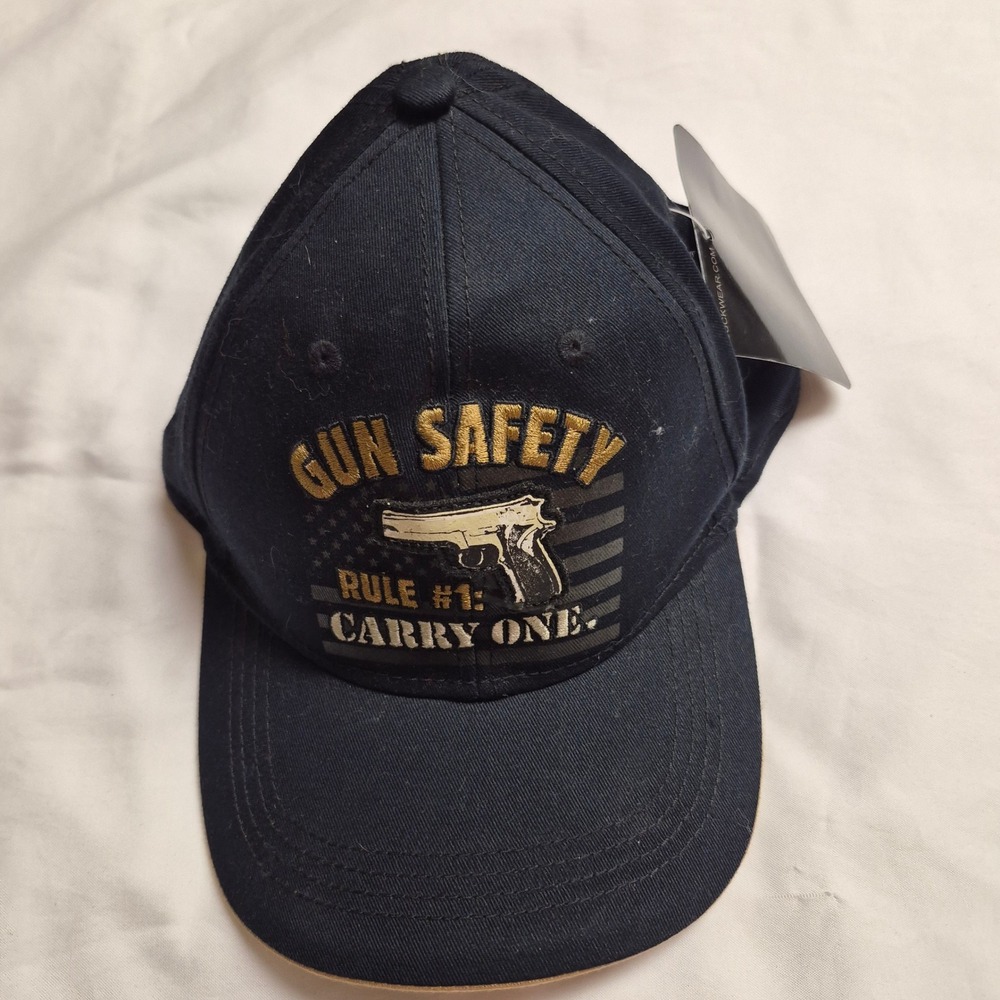 Buck Wear Mens Gun Safety Rule Carry One Black Baseball Cap Hat 9072 OSFM NEW